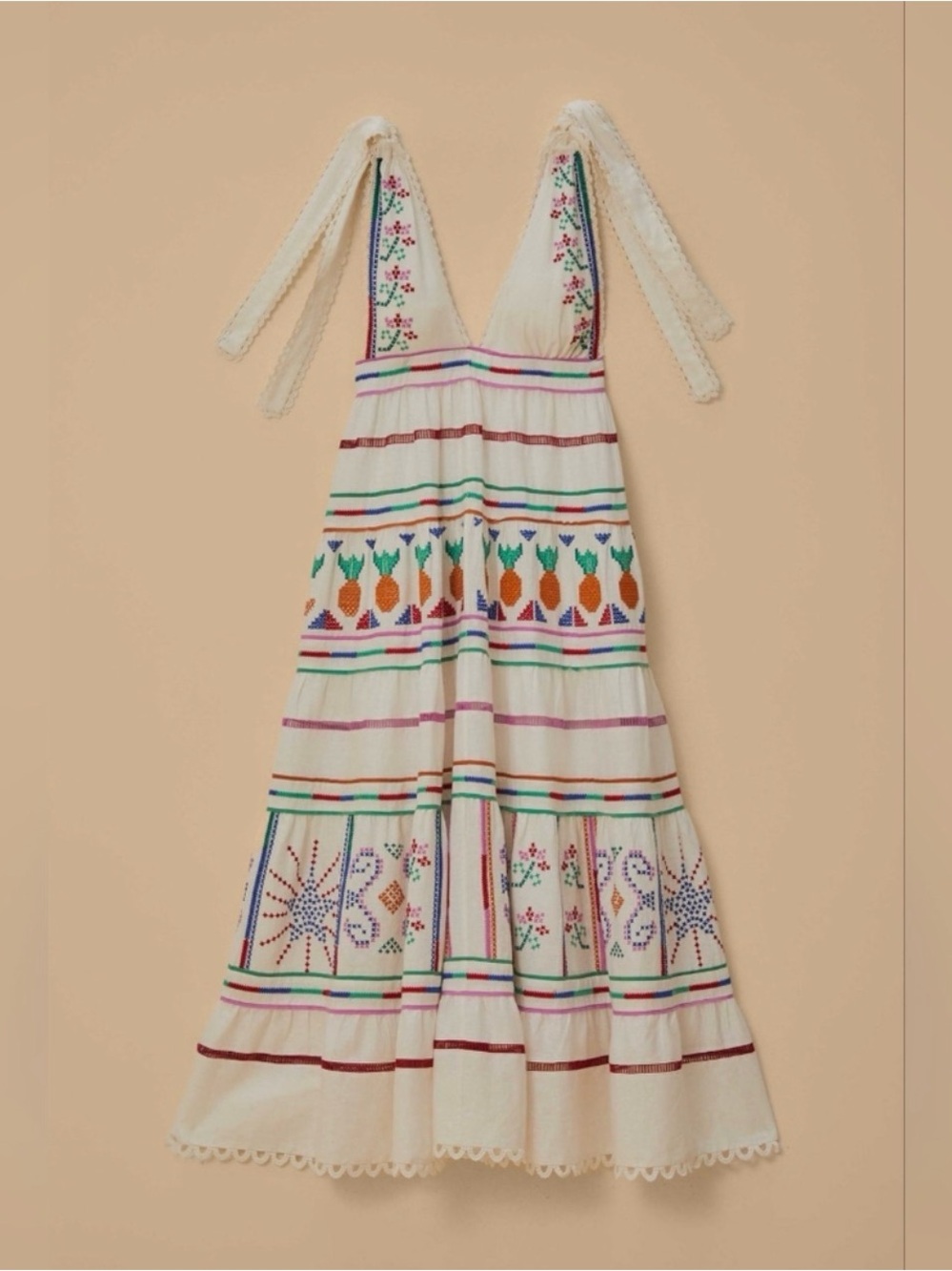 FARM Rio White Maxi Dress with Multicolor Embroidery - Picture 4 of 4
